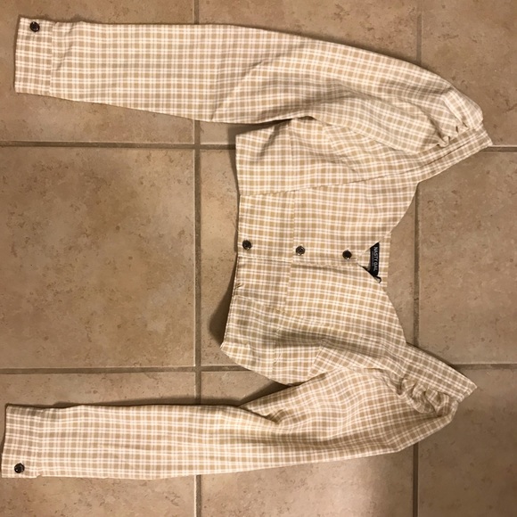 Nasty-gal “on the grid” cropped blouse - Picture 2 of 5